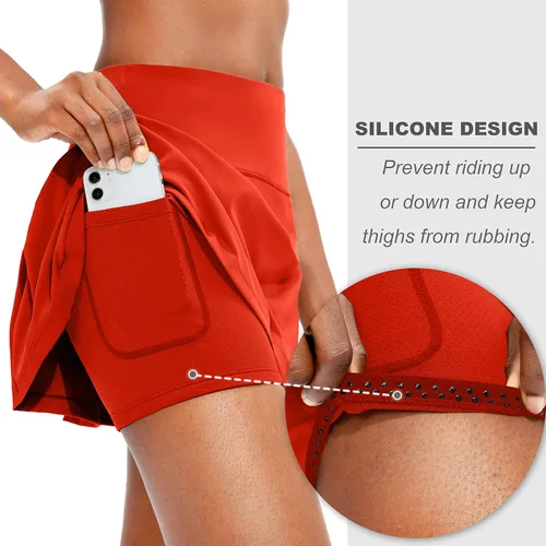 Vista 2 de Soothfeel Falda de tenis plisada para mujer con bolsillos, falda pantalón atlética de cintura alta para golf, para entrenamiento, correr
