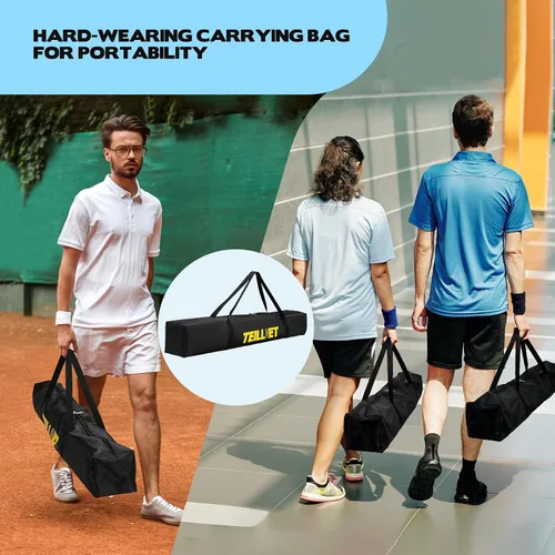 Vista 3 de Teillnet Pickleball Net Set – 22FT Portable Net with Metal Holder & 4 Balls, Sturdy Steel Frame Ultra Stable Easy Setup & Carrying Bag