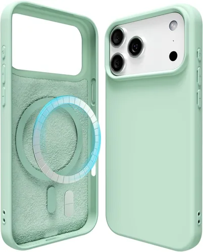 Vista 89 de oakxco Funda de silicona para iPhone 13 Mini/ 12 Mini magnética, compatible con carga inalámbrica Magsafe, goma delgada y suave, cubierta protectora