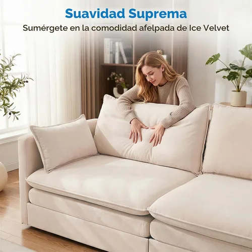 Vista 6 de Mjkone Sofá cama extraíble tamaño Queen de 78 pulgadas de ancho, color beige