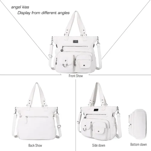 Vista 3 de Angel Kiss Monederos y bolso de mano para mujer, bolso de hombro de piel sintética suave para mujer, bolso de mano con asa superior