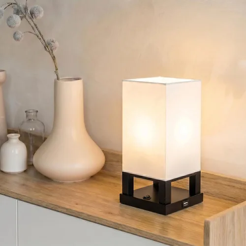 Vista 9 de Brightech Maxwell Lámpara de Mesita de Noche con Puerto USB – Lámpara de Mesa Compacta para Dormitorio, Sala de Estar - Moderna Lámpara Asiática