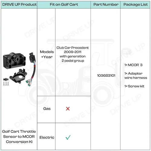 Vista 7 de Kit de conversión Drive-up de sensor de aceleración de carrito de golf a MCOR para Club Car Precedent Electric 2009-2011 con grupo de pedales de 2ª