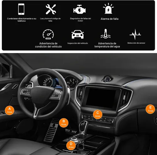 Vista 5 de Escáner Bluetooth OBD2 para automóvil, herramienta de escaneo OBDII inalámbrico, lector de código de diagnóstico de motor automático, probador 1pcs