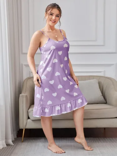 Vista 3 de SHENHE Camisón sin mangas con dobladillo con volantes para mujer, talla grande, con máscara de ojos