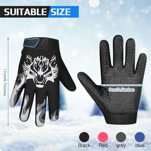 Vista 2 de 4 pares de guantes de ciclismo para niños y niñas y jóvenes guantes de bicicleta de montaña guantes deportivos cálidos para niños guantes de pesca