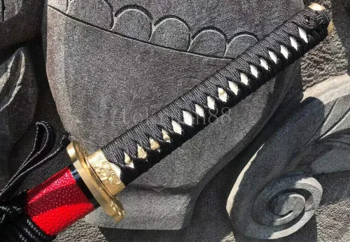Vista 9 de YL Espada a mano forjada T10 arcilla de acero templada espiga completa japonesa Katana Espada Latón Tsuba