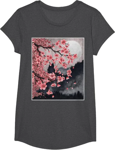 Vista 42 de Sakura - Camiseta japonesa de cerezo en flor japonesa, Negro, S
