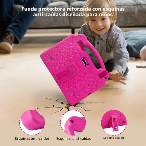 Vista 6 de Tablet Android de 10 pulgadas, Android 15 Kids Tablet, A523 Octa-Core, 8GB+64GB, 1TB expandible, WiFi 6 (2.4G+5G), funda EVA con soporte, rosa