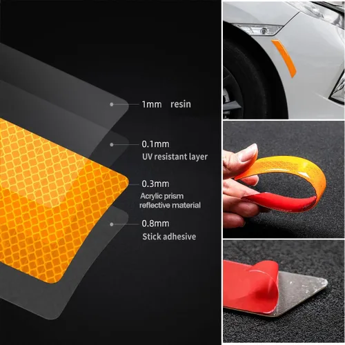 Vista 3 de muekzru 2 unidades de calcomanías reflectantes para marca lateral de parachoques de coche, accesorios exteriores automotrices para reflector