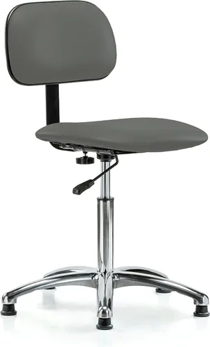 Vista 36 de Perch - Silla de laboratorio cromada con respaldo ajustable, altura del escritorio de 17 a 22 pulgadas, tela negra