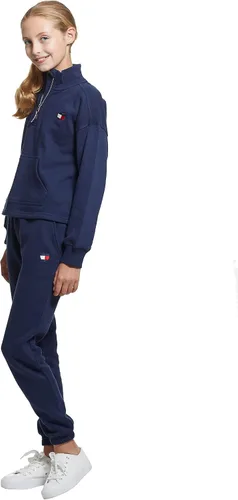 Vista 3 de Tommy Hilfiger Sudadera de forro polar para niña bolsillo frontal funcional grande y cremallera de un cuarto