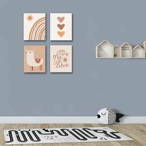 Vista 7 de Quzenu Lienzo bohemio con diseño de arco iris con texto en inglés «You Are My Sunshine» enmarcado para decoración de habitación de bebé y niña, arte