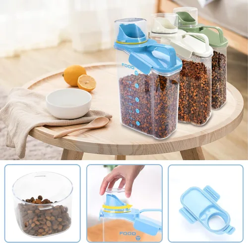Vista 4 de Contenedor de almacenamiento de comida para perros de 3 a 5 libras, contenedor de comida para perros con boquilla hermética, contenedor