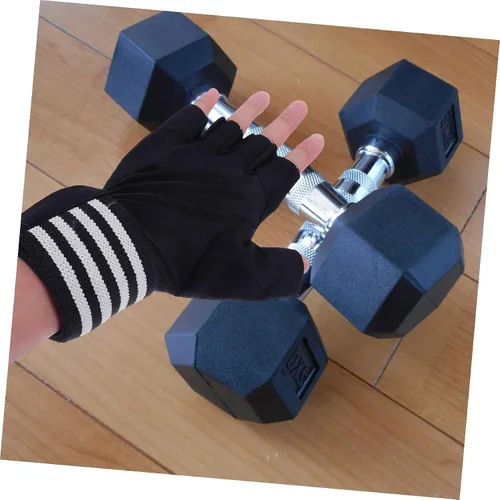 Vista 7 de TOYANDONA Guantes de gimnasio antideslizantes de medio dedo para levantamiento de pesas y fitness al aire libre, guantes de ejercicio transpirables