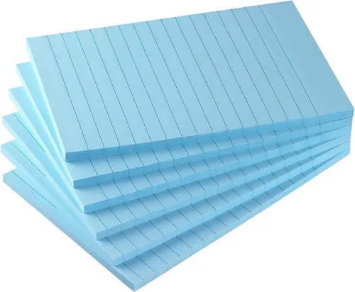 Vista 12 de Early Buy - Blocs de notas adhesivas con líneas 4x6, notas autoadhesivas de 6 colores brillantes, 6 blocs, 45 hojas/bloc