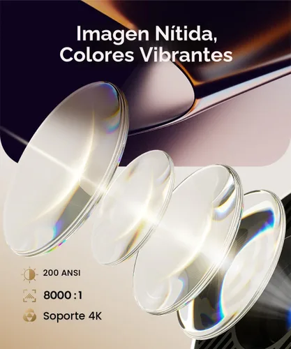 Vista 2 de Mini proyector con WiFi y Bluetooth, soporte portátil 4K, Android 14/Auto Keystone, pequeño proyector inteligente HY300Pro para dormitorio, película