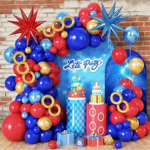 Vista 19 de Kit de guirnalda de arco de globos de color azul, blanco y plateado con globos de bola de discoteca, globos de papel de aluminio de estrella