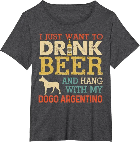 Vista 17 de Dogo Argentino - Camiseta vintage divertida para colgar con perro, Negro