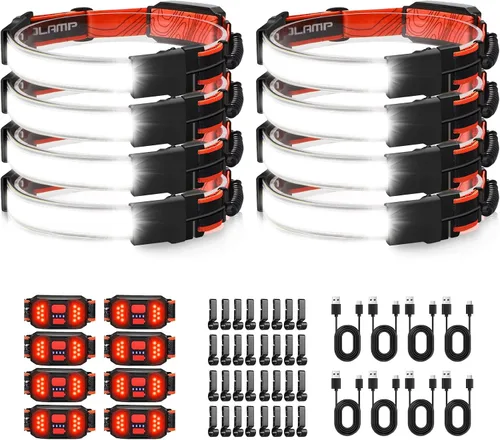 Vista 11 de Linterna de cabeza LED Spriak recargable, faro de 1000 lúmenes con haz amplio de 230°, linterna de cabeza recargable por USB con luz trasera roja