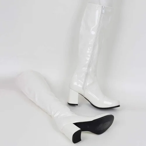 Vista 5 de Botas de charol para mujer, botas altas hasta la rodilla, piel sintética con zíper