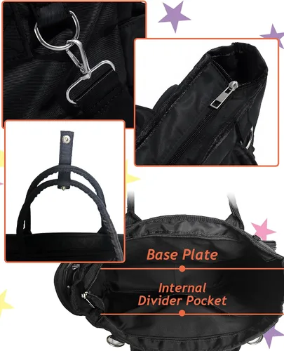 Vista 6 de Mochila grande Ita de hombro con inserto, bolso kawaiI Ita, para exhibición de pines, anime para fanáticos de Kpop (pines no incluidos) (negro)