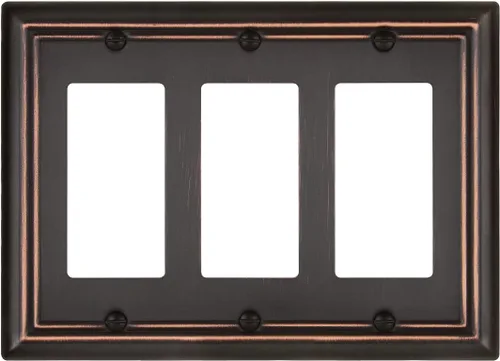 Vista 26 de Juego de 1 placa de pared de metal, bronce envejecido Midsize 1 Toggle 1 Decorator Combo Wall Plate for GFCI Outlets, Light Switches, Ideal for
