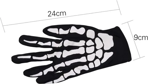 Vista 4 de Accesorios de Halloween, guantes de esqueleto de dedo completo
