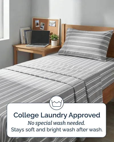 Vista 338 de Extra Deep Twin XL Sheet Set - 3 Piece College Dorm Room - White 01-Blanco