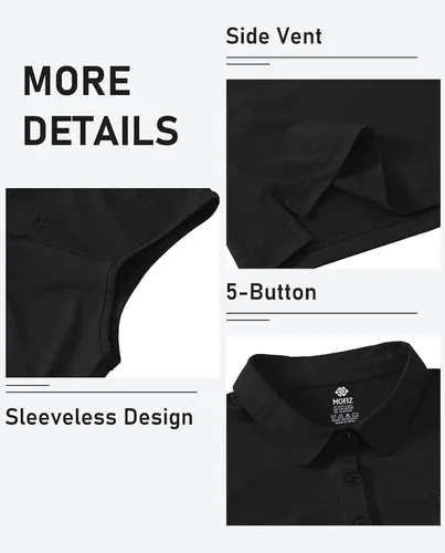 Vista 5 de camisa polo de golf sin mangas, de secado rápido, para mujer, deportiva