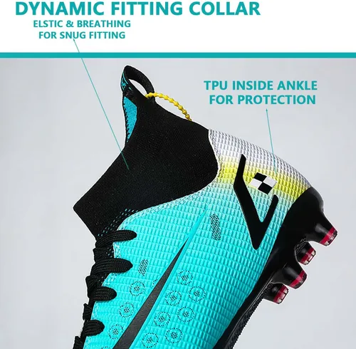Vista 4 de HESBITEUL Zapatos de fútbol cómodos para hombre, para exteriores, interiores, para niños, para estudiantes de fútbol, zapatos deportivos de alta