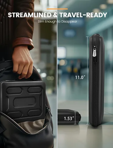 Vista 7 de DOMISO Funda para laptop de 13.3 pulgadas con asa, bolsa para computadora a prueba de golpes, funda protectora impermeable EVA para portátiles