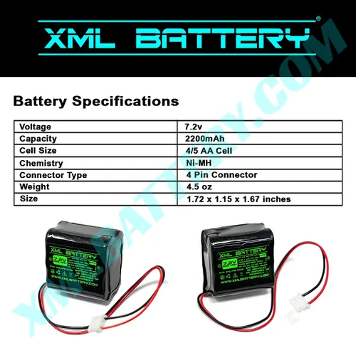 Vista 4 de Paquete de 1 batería Ni-MH de 7.2V 2200mAh para iRobot Braava 320 321 Mint 4200 4205 4000 Series Braava 380 Menta