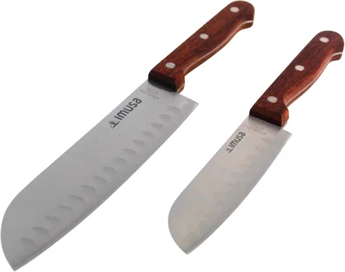 Vista 11 de IMUSA Cuchillo de chef de acero inoxidable de 8 pulgadas con mango de madera Acabado pulido, mango ergonómico de castaño, corte de precisión