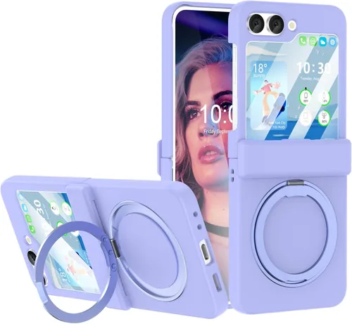 Vista 15 de Funda magnética diseñada para Galaxy Z Flip 5 con protección de bisagra y soporte [compatible con MagSafe] para Samsung Flip 5 Slim Funda protectora