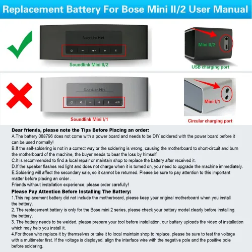 Vista 2 de 088796 Batería para Bose Soundlink Mini 2 sin placa PCB