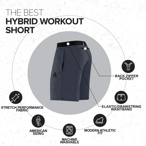 Vista 3 de Anthem Athletics Evolflex 9 in Men's Workout Shorts - Open & Zipper Pocket Short for Running Athletic Tennis & Gym Training
