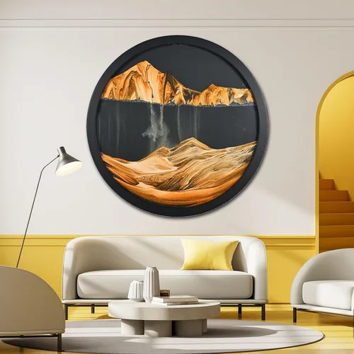 Vista 33 de Decoración artística de arena móvil de 17.3 pulgadas, pintura 3D giratoria de 360 grados, arte de pared de vidrio, decoración de sala de estar