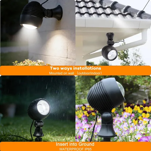 Vista 5 de SUNLONG Luces solares para exteriores, focos solares para exteriores, impermeables, para paisajismo para patio, jardín, bandera, camino, árboles