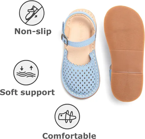 Vista 140 de THEE BRON Sandalias cómodas para niñas, zapatos para niños, sandalias rellenas