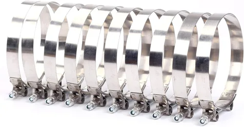 Vista 11 de 2 piezas de abrazaderas de acero inoxidable con perno en T de 1 pulgada (32 mm - 37 mm) para entrada turbo de intercooler