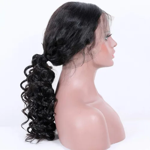 Vista 8 de premier Pelucas de encaje frontal 360 de cabello humano prearrancado ondulado con encaje 360 para mujeres negras, pelucas de cabello humano