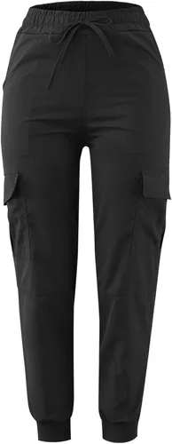 Vista 7 de SobeiKre Pantalones cargo de gran tamaño para mujer, pantalones deportivos holgados de cintura baja con cordones, pantalones de entrenamiento