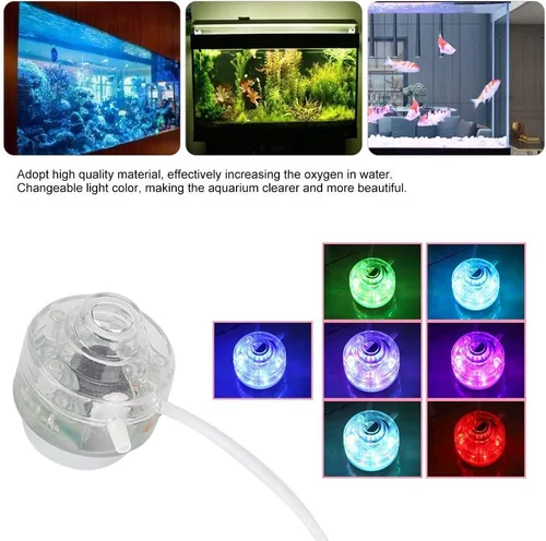 Vista 2 de Luz de acuario, luz LED de burbuja de peces, lámpara impermeable colorida accesorios de acuario (110-220V) (US)