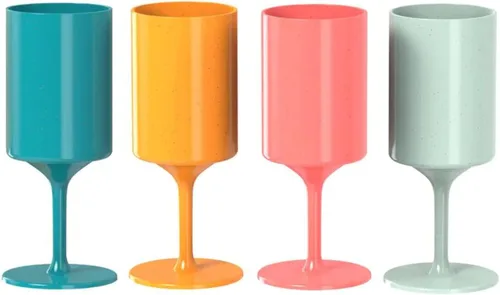 Vista 11 de Knork Eco - Taza de fiesta de 4 piezas, tallo de vino al aire libre, color azul