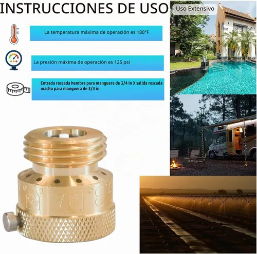Vista 4 de Xiny Tool Paquete de 2 interruptores de vacío para grifo, manguera de latón macizo de 3/4 pulgadas, preventor de reflujo para espita de jardín RV