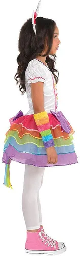 Vista 2 de Disfraz unicornio arco iris para niñas Arcoiris Rainbow