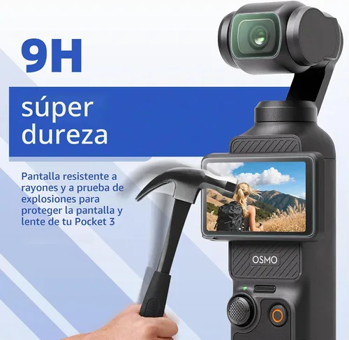 Vista 4 de DJI Osmo Pocket 4/Pocket 3 - Protector de pantalla, resistente a los arañazos, película LCD de vidrio templado Ultra-HD y protector de lente