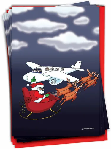 Vista 11 de NobleWorks 12 Divertidas Tarjetas de Felicitación de Navidad en Caja a Granel con Sobres de 5 x 7 Pulgadas (1 Diseño, 12 de Cada Una) Santa's Senior