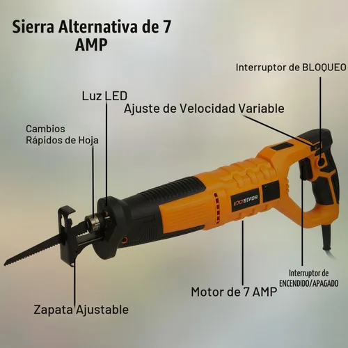 Vista 4 de Sierra recíproca de 7 amperios, mango de 360 ° 6 velocidad